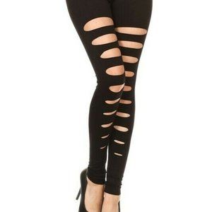Athletic Black Ripped Strech Skinny Leggings